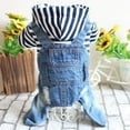 thumbnail image 3 of Walbest Pet Clothes Pet Denim Dog Jeans Jumpsuit Overall Strip Hoodie Coat Small Medium Dogs Cats Classic Jacket Puppy Blue Vintage Washed (XXL), 3 of 7