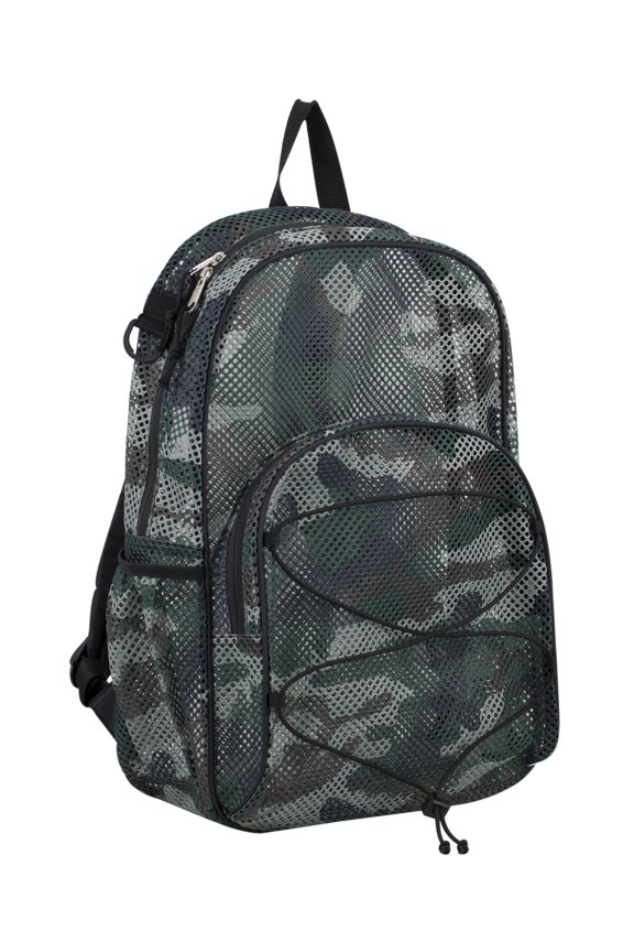Unisex Mesh Bungee Backpack with Padded Shoulder Straps, Camouflage Green