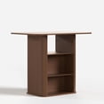 thumbnail image 5 of LAZZO 43.5" Kitchen Island with Storage, 3-Tier Farmhouse Counter Height Table, Rustic Wood Coffee Bar Table for Kitchen & Dining Room, Walnut, 5 of 7