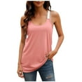 thumbnail image 2 of QUINDOS Womens Tank Tops Gym Pink Summer Fashion Solid Lace Vest U Neck Sleeveless Blouse Suspenders Tops Womens Camisoles Plus Size, 2 of 8