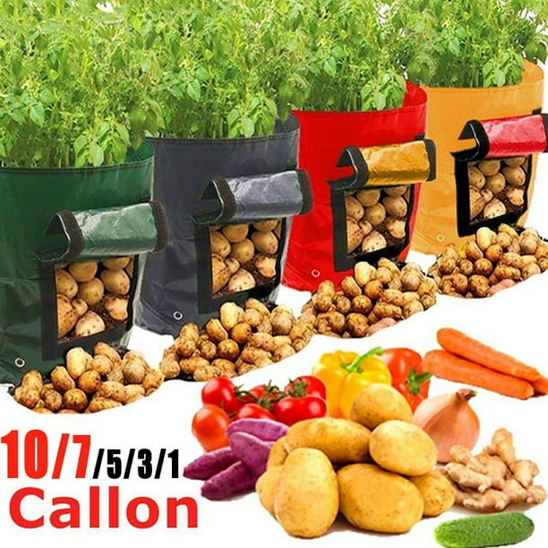Diy Garden Pe Fabrics Potato Grow Bag Vegetables Planter Bags With Handles And Access Flap Walmart Com Walmart Com