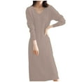 thumbnail image 1 of Vestido de punto de lana con cuello en V para mujer - Maxi de manga larga para combinar - Estilo francés - Otoño/invierno - S-XL, 1 of 4