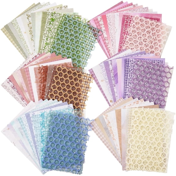 90Pcs Textured Scrapbook Paper and Mesh Fabric Assorted Set Junk Journal Supply