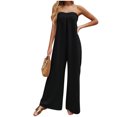 thumbnail image 2 of Pantalones de Pierna Ancha Casual Pecho Plisado Correa de Espalda Suelto para Primavera Verano, 2 of 9