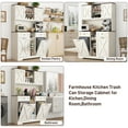 thumbnail image 2 of Blotout 47" Wide Kitchen Pantry Storage Cabinet with Charging Station & Microwave Stand, Tall Farmhouse Kitchen Hutch Cabinet, Double Tilt Out Trash Can Cabinet 10X2 Gallon, 2 of 6