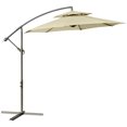 thumbnail image 2 of Outsunny 9 Offset Patio Umbrella with Base, Cantilever w/ Cross Base, Beige, 2 of 9