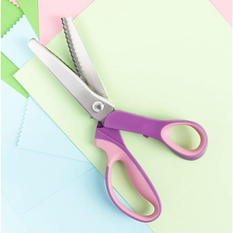  Pinking Shears for Fabric Cutting, Zig Zag Scissors, Scrapbook  Scissors Decorative Edge for Adults, Great for Many Kinds of Sewing Fabrics  Leather and Craft Paper, Professional Handheld Dressmaking : Arts, Crafts