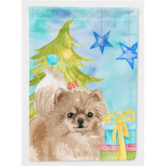 Pomeranian Christmas Flag - Garden Size