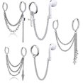 thumbnail image 4 of Juego de 2 pendientes coreanos de ADN Kpop con cadena de acero inoxidable y plumas para hombre y mujer, estilo rock grunge, hipster, punk, unisex, 1 par, estilo 35, producto 1 par, estilo 35, 4 of 5