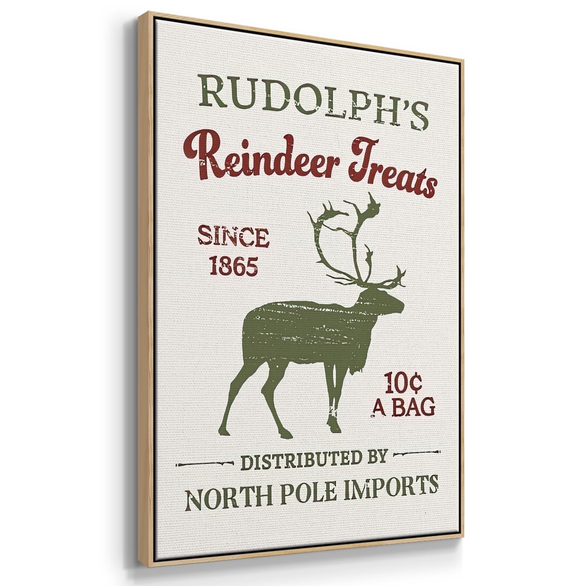 Christmas Farm Sign Collection B - Framed Gallery Wrapped Holiday Canvas - 17 x 25 - Natural Wood Frame