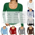 thumbnail image 2 of SuTry Womens Scoop Neck Top Long Sleeve Ribbed Knit Slim Fit Stretch Fabric Basic Tee Shirt Casual Everyday Wardrobe Staple, 2 of 7