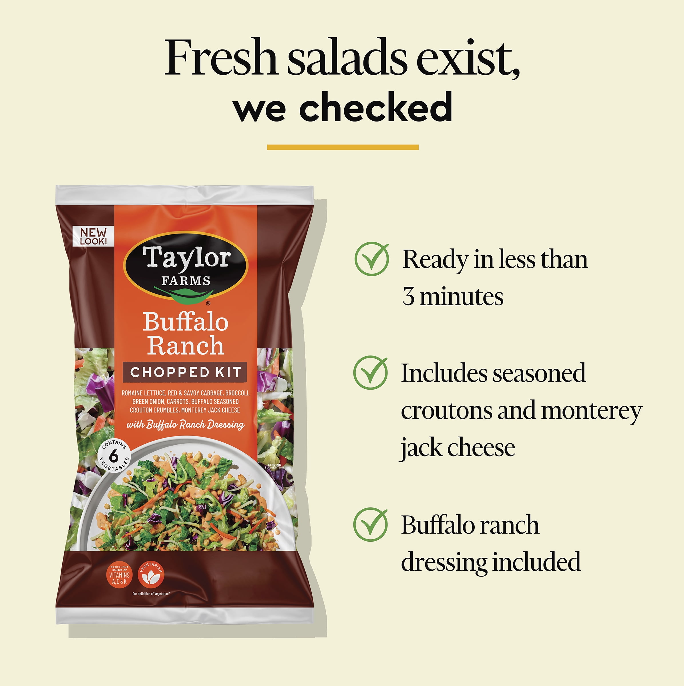 Taylor Farms Buffalo Ranch Chopped Salad Kit, 13.5 oz, Fresh
