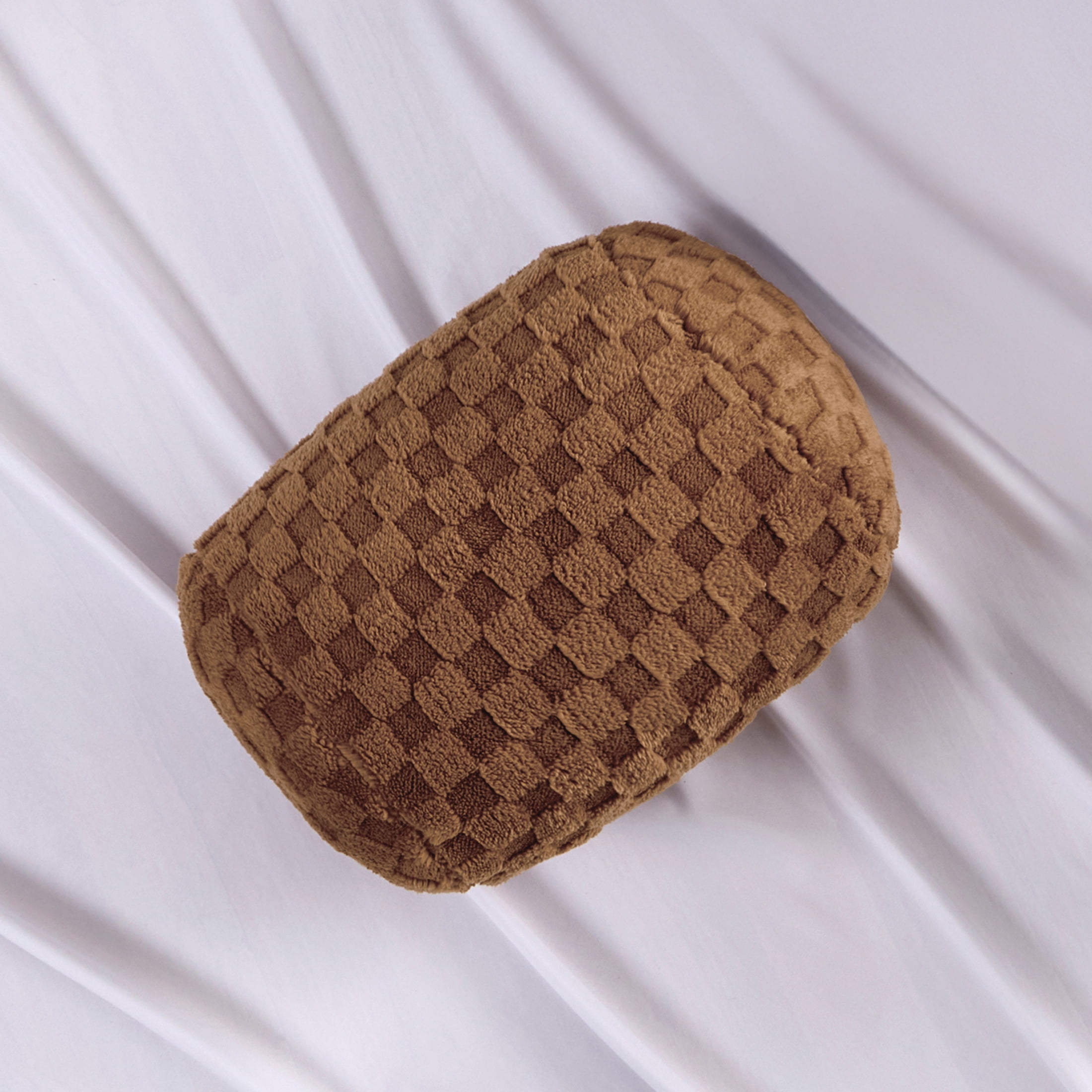 Mainstays 11" x 10" Brown Sherpa Check Bolster Decorative Pillow