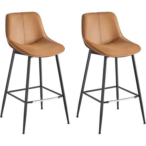 VASAGLE 2 Pack Bar Stools, Bar Height Bar Stools with Back, Ergonomic Backrest, Synthetic Leather, Metal Legs, 28.7-Inch Tall Stools for Kitchen Island Home Bar