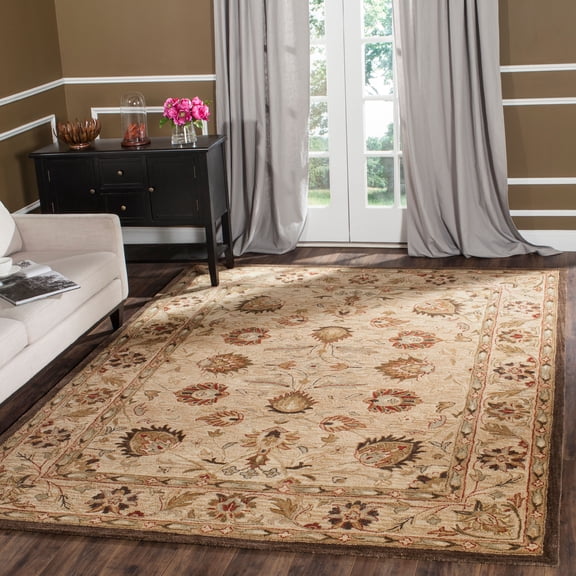 SAFAVIEH Antiquity Weldon Traditional Floral Wool Area Rug, Beige, 9'6" x 13'6"