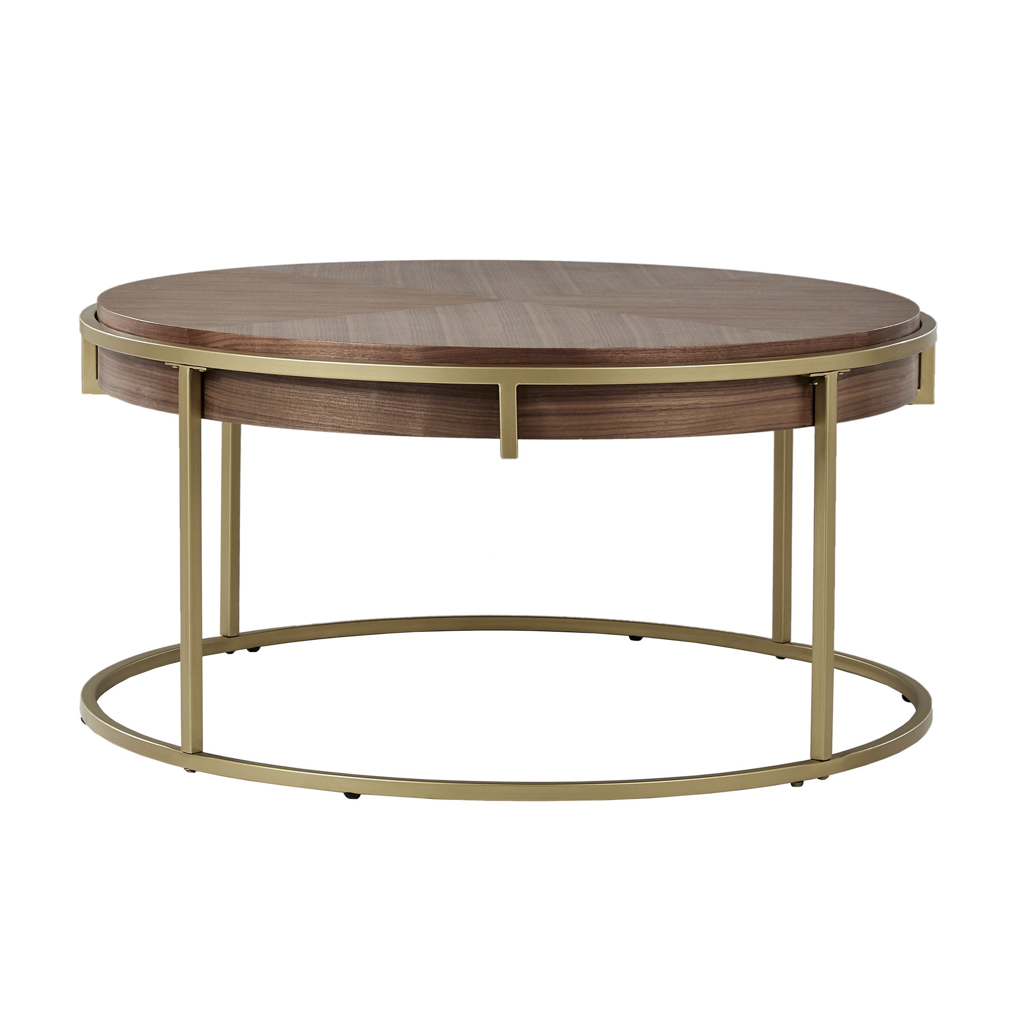 Weston Home Mako Wood & Metal Round Coffee Table, Natural Finish,