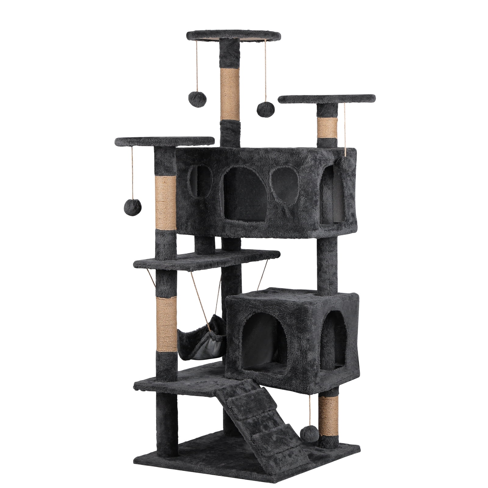 BeauGift Cat Tree, 50-Inch Cat Tower for Indoor Cats, Plush Multi-Level Cat Condo with 5 Scratching Posts,Dark Gray