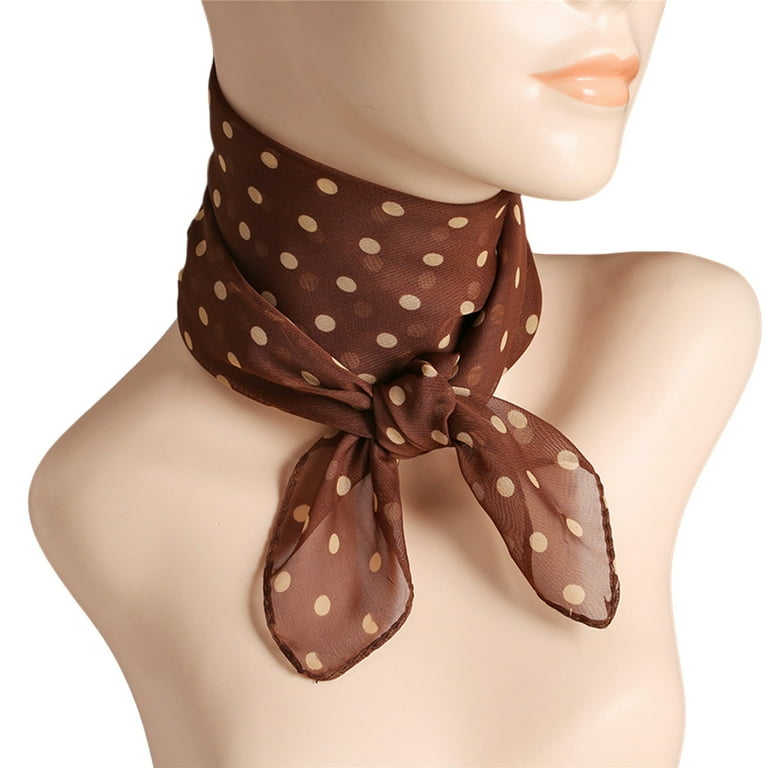 D-GROEE Women Dot Print Square Scarves Chiffon Kerchief Neck