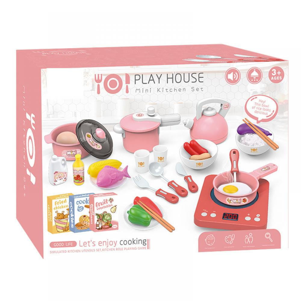 【USA SHIP】 Kitchen Pretend Play Cooking Set Cabinet Stove Toy for Kids Baby EDC 