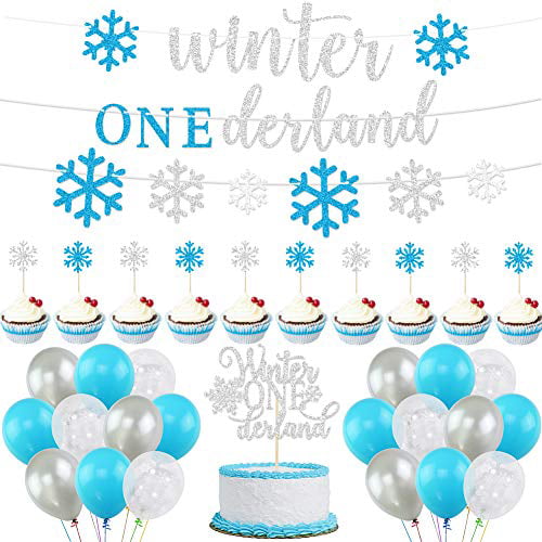 Snowflake Cake Topper Winter Onederland  Birthday Decoration Onerland Party Decor Banner First Birthday Cake Topper Baby Girl Snowflake