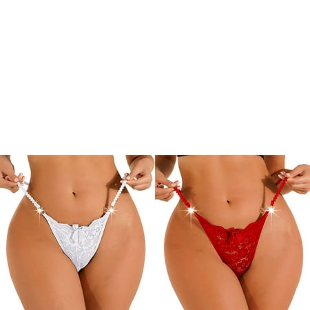 Wijhcboe 2 Pack Women Ladies Tights Suite Full Body Lace Sexy Panties Underwear Cotton Briefs for Women String Thongs Lingerie Breathable Bikini Panties Pack for Women Thong Traceless Vintage Satin
