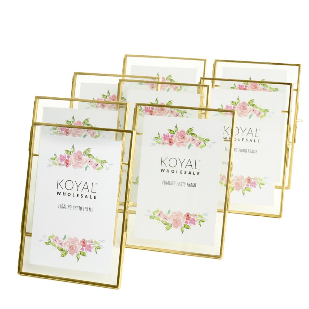 Koyal Wholesale Rose Gold Pressed Glass Floating Photo Frames, 6" x 8