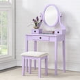 thumbnail image 2 of Moniys Wood Moniya Makeup Vanity Table and Stool Set, Purple On-Site, 2 of 4