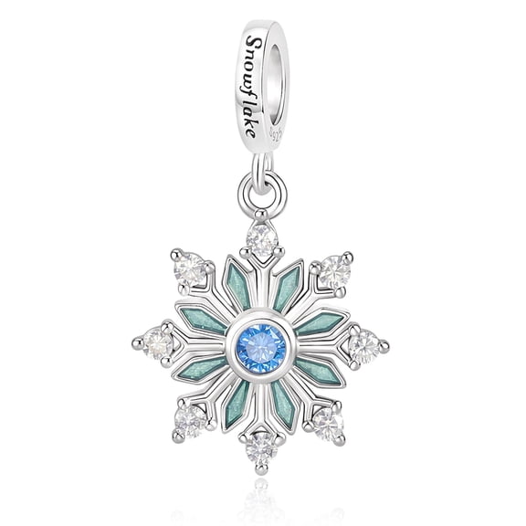 925 Sterling Silver Engraved Snowflake Dangle Charm for Bracelet Charms Bangle Pendant Jewelry
