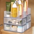 thumbnail image 4 of Makeup Organizer with Drawers 3 Layer Cosmetic Display Case with Detachable Divider Stable Cosmetic Storage Box with Non-Slip Pad Clear Vanity Storage Organizer for Home Bedroom Bathroom, 4 of 10
