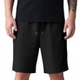 thumbnail image 3 of Dwellite Mens Shorts Waffle Knit Drawstring Shorts Stretch Elastic Waist Summer Beach Lounge Sweat Short Pants with Pocket 2026 Black XL, 3 of 8