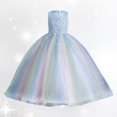thumbnail image 2 of XASZHN Robe en Maille pour Enfants Robe Élégante Petite Fille Robe d'Été pour Filles 2025 Bleu Ciel_009 4-5 Ans, 2 of 6