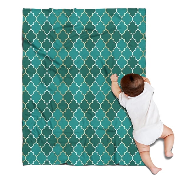 Teal Gold Checkerboard Checkered Pattern Blanket,Comfortable Soft Flannel Throw Blanket,All Season,Warm Lightweight Blankets for Sofa Bed Couch Living Room Chair,30"x40"