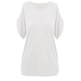 thumbnail image 2 of Gibobby Camisetas Mujer Manga Corta Camiseta manga corta con cuello redondo y hombros descubiertos color sólido a la moda para mujer(Blanco,G), 2 of 5