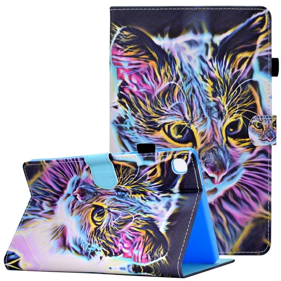Allytech Case for Samsung Tab A7 Lite 2021(SM-T220/SM-T225/SM-T227), Galaxy Tab A7 Lite 8.7" Cover with Pen Holder, PU Leather Anti-Slip Stand Folio Wallet Case with Magnetic Snap, Colorful Cat