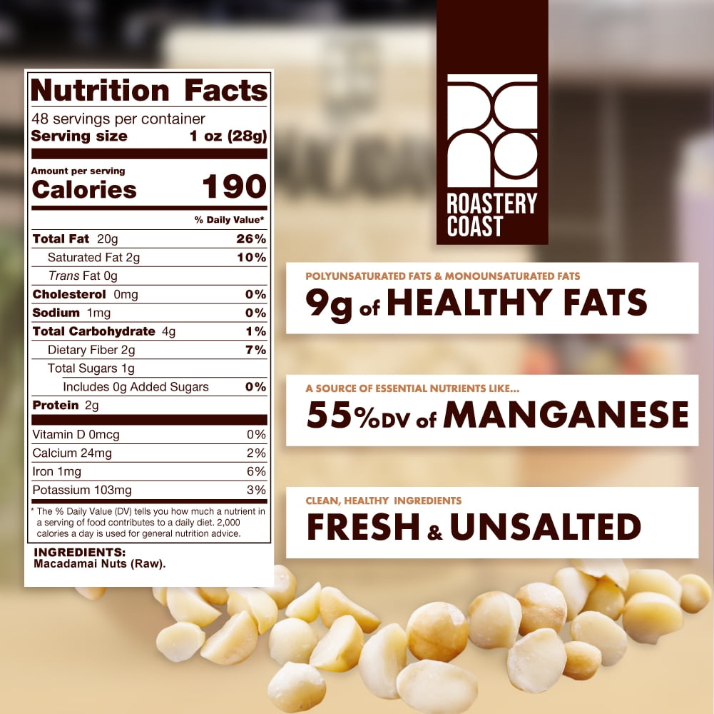Roastery Coast | Raw Macadamia Nuts | 3 Pounds | Unsalted | Bulk | Snack nuts | Healthy Nuts | Gluten free | Macadamia nut butter | Non GMO | Nut snacks | Unsalted Nuts | Keto snack mix