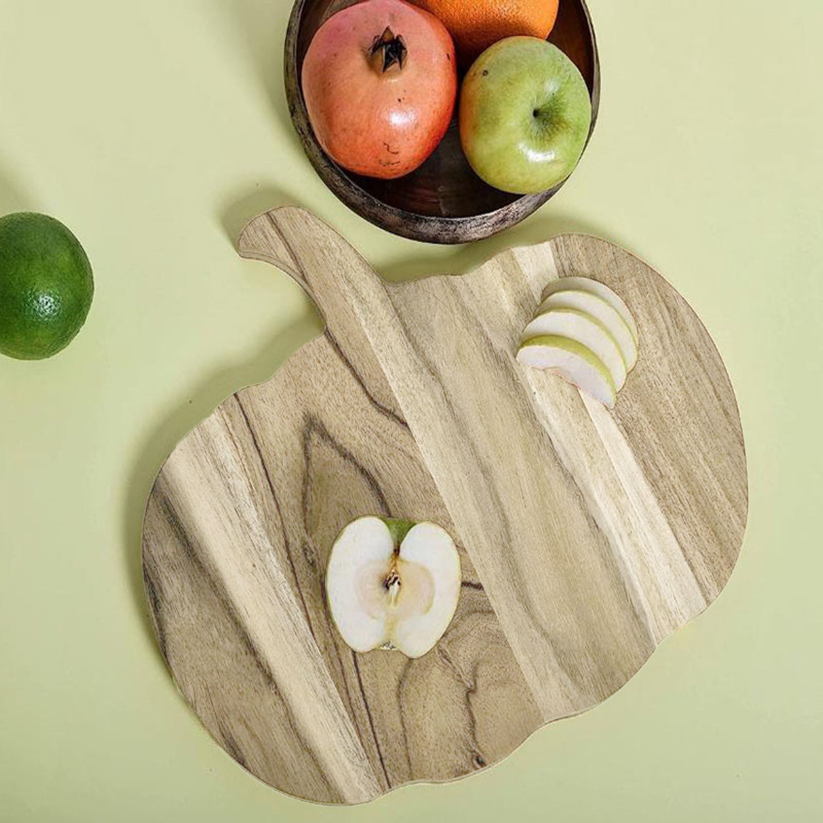 Vegetable Cutter 2 Product Category Pumpkin Shaped Wood Cutting Board for Kitchen Decoration Halloween and Food Prep