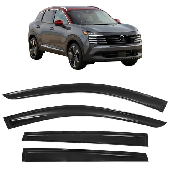 Ikon Motorsports Tape-On Window Visors for 2025-2026 Nissan Kicks, Acrylic Smoke/Tinted 4PCS, Side Door Vent Wind Rain Sun Guards Deflectors