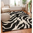 thumbnail image 4 of Infinity Home 70334 Madison Shag Safari Zebra 3 ft. 3 in. x 5 ft. 3 in. Rectangular Area Rug in Black, 4 of 4