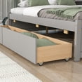 thumbnail image 4 of Grey Full Size Daybed with Storage, Full Bed with Storage Shelves and Side Bookcases, Solid Wood Bed Frame with 2 Storage Drawers, Full Daybed with Wood Slats Support, Ideal for Office or Living Room, 4 of 5