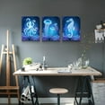 thumbnail image 2 of Wall Art Paintings For Bedroom Living Room Wall Decor Blue Ocean Life Theme Art Prints Wall Artworks Sea Animal Sea Horse Octopus Jellyfish Pictures Bathroom Home Decor Posters 3 Panels, 2 of 6