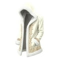 thumbnail image 4 of LINGLANG Christmas Men's Long Cardigan Hoodies Women Unisex Xmas White Trim Santa Claus Warm Hooded Coat with Pocket, 4 of 4