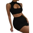 thumbnail image 2 of Women Hollow Out Crop Top & Skirt Set - Sexy Bodycon Dress, Polyester Spandex, Club Party Outfit for Night Events, 2 of 4