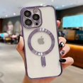 thumbnail image 1 of For Magsafe Fashion Plating Lens Protector Case For iPhone 11 12 13 14 15 Pro Max Plus Silicone Wireless Magnetic Charging Cover ZR, 1 of 7