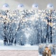 thumbnail image 1 of Telón de fondo CINRAY, escena invernal, 240 x 180 cm, nieve blanca con purpurina, 1 of 7