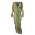 thumbnail image 1 of xiaxaixu Robe Ajustée pour Femmes, Dégradé de Couleur Col en U une Pièce, 1 of 9