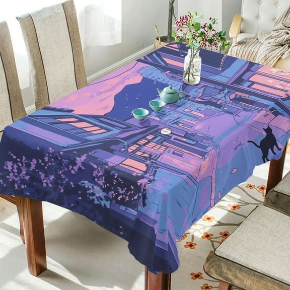 Yayeee Tablecloths for Rectangular Tables 54 x 54 inch Party Table Cover, Cat Walking in Street