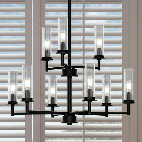 Luxury New Traditional Chandelier, 34.25H x 28W, with Transitional Style, Midnight Black, UHP3985 by Urban Ambiance