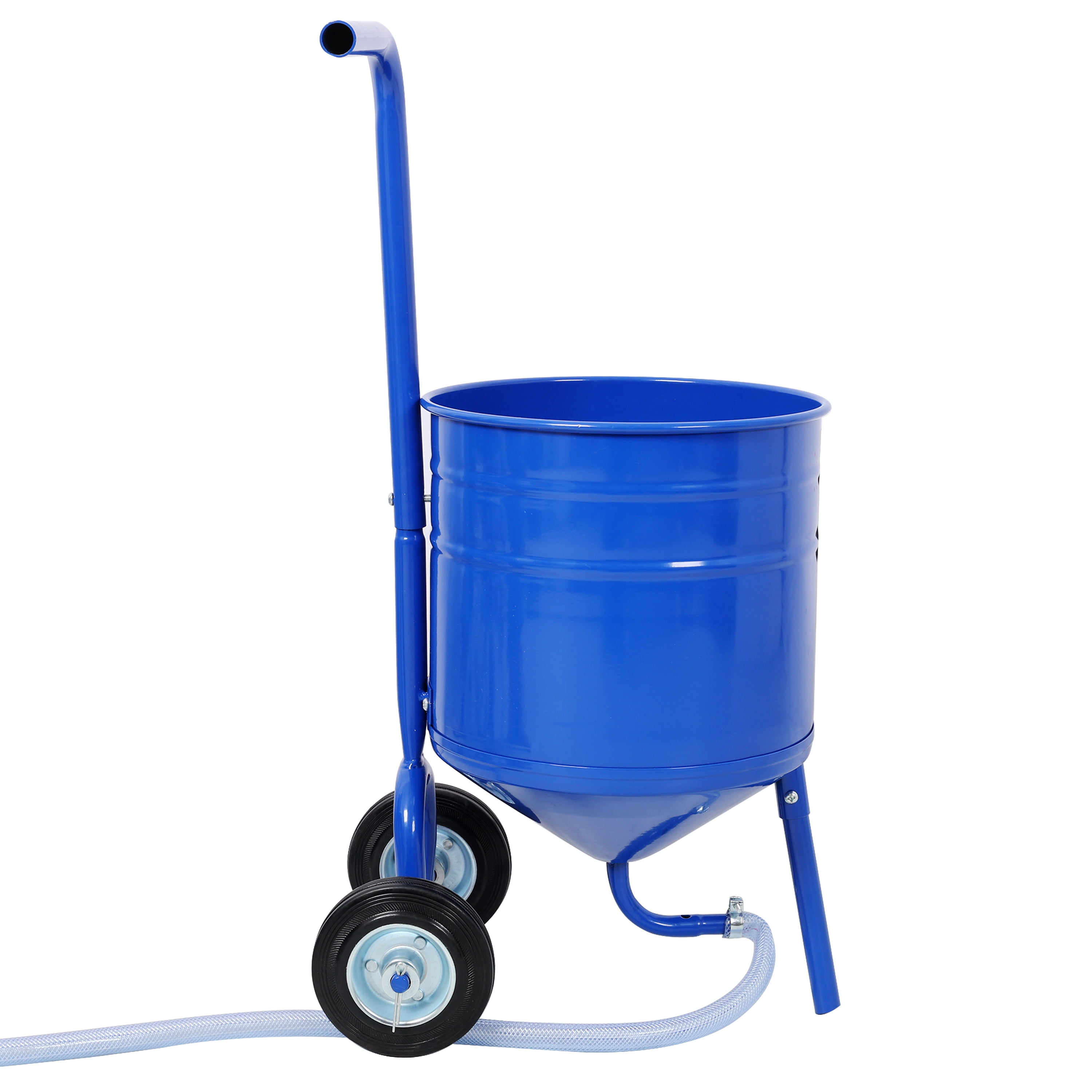 Siphon Feed Sandblaster Set, 9.8FT Hose, 4 Interchangeable Nozzles, Rolling Casters, Blue Powder Coated