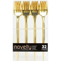 Novelty Collection Gold Looks Like Real Plastic Salad Forks 32ct.
