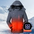 thumbnail image 3 of Herrnalise Men's Three Charging Intelligent Heating Cotton Padded Jacket Hooded Pocket Zipper Solid Fashion Leisure Travel Heating Charge Jacket Gray, 3 of 7